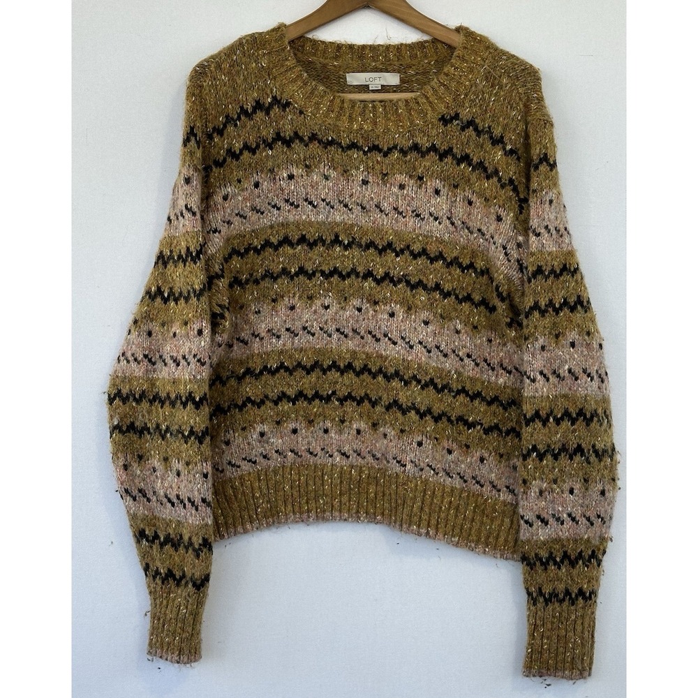 LOFT BOHO Green Cottage Sweater Wool Blend Women's XL